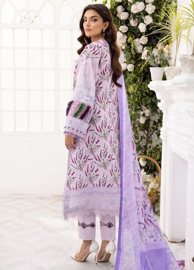 Tessa Printed Lawn Suits Unstitched 3 Piece Purple Bloom - Summer Collection
