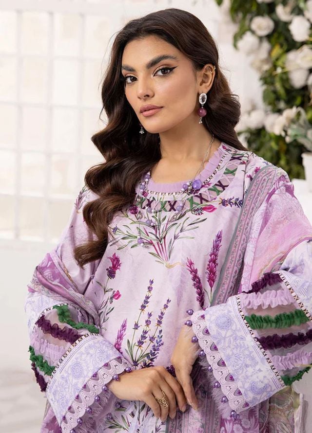 Tessa Printed Lawn Suits Unstitched 3 Piece Purple Bloom - Summer Collection
