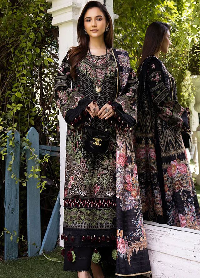 Tessa Studio Embroidered Karandi Suits Unstitched 3 Piece Midnight Sparkle - Winter Collection