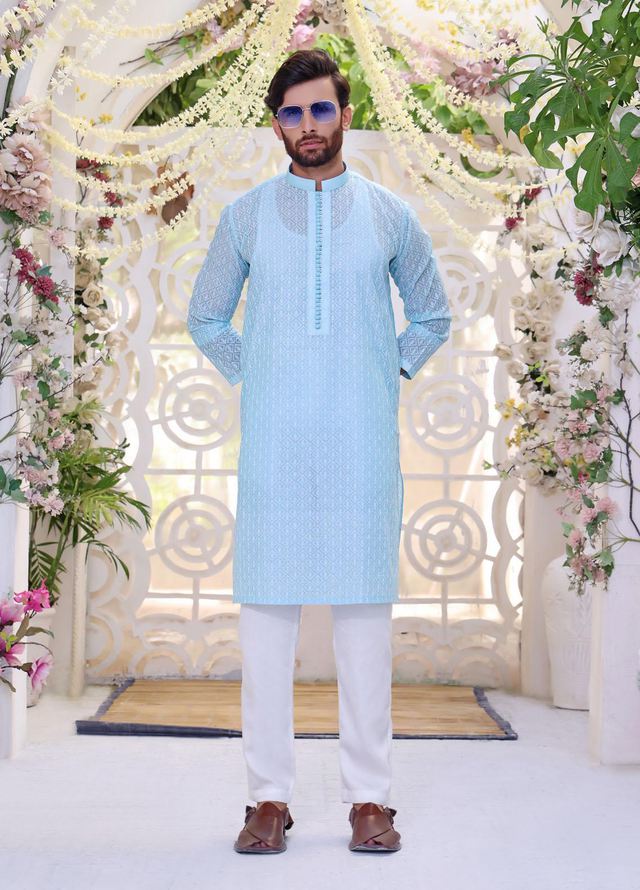 The Great Master (TGM) Cotton Formal Kurta Pajama for Men -  TGM22MFS Blue Horizon