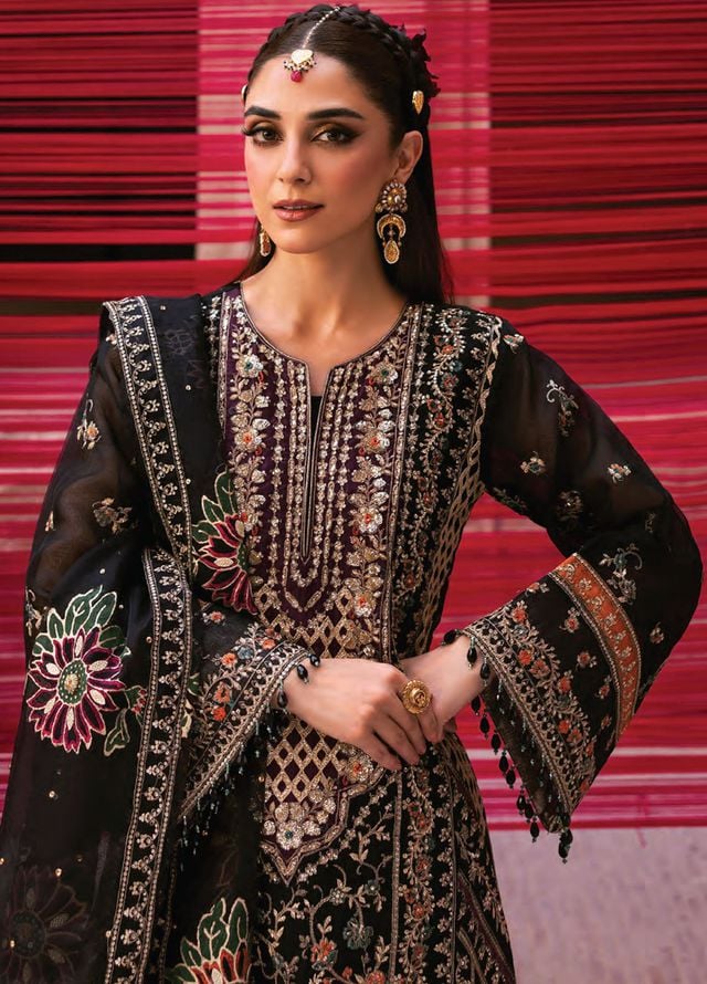 The Empress by Emaan Adeel Embroidered Organza Suits Unstitched 3 Piece EA25TE D-03 Noctelle - Formals Collection
