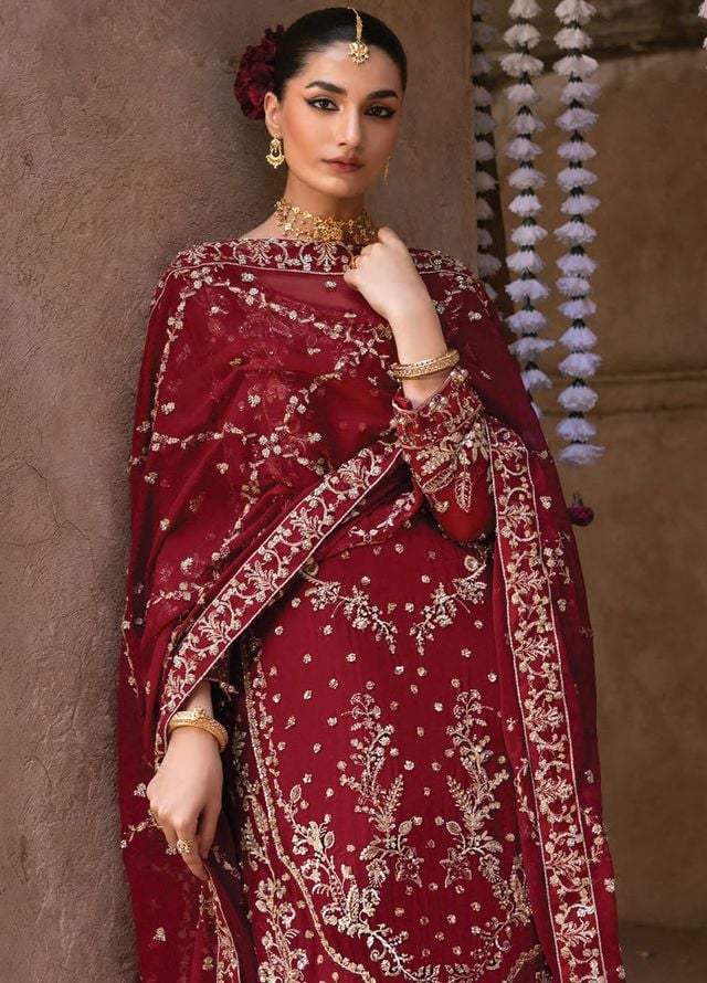 The Empress by Emaan Adeel Embroidered Organza Suits Unstitched 3 Piece EA25TE D-10 Rosmyn - Formals Collection
