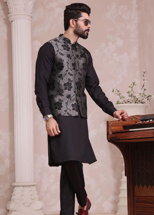 The Great Master (TGM) Atlas Festive Men Waistcoat -  TGM22MW Black Mulberry