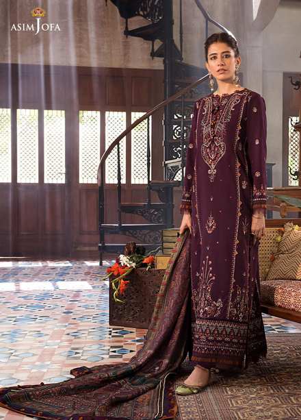 The Syra Edit by Asim Jofa Embroidered  Suits Unstitched 3 Piece AJ22SE AJK-09 - Winter Collection