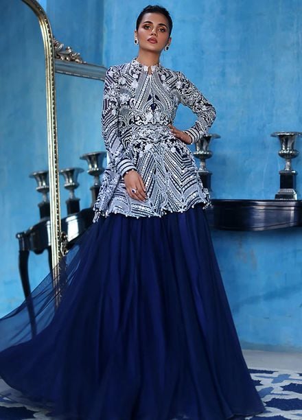 Thread and Motifs Pret Embroidered Net 3 piece Suit 6682