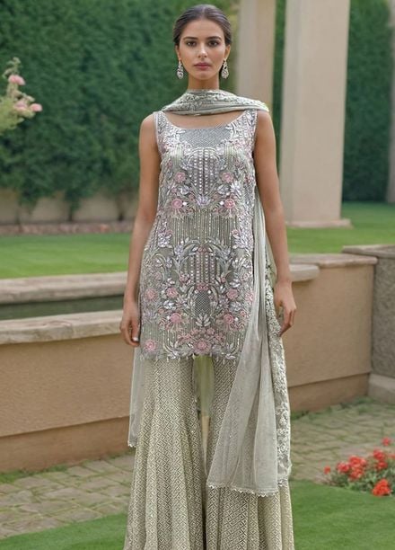 Thread and Motifs Pret Embroidered Organza 3 Piece 9124.1
