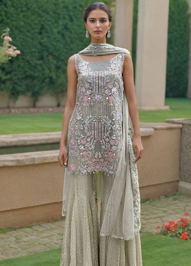 Thread and Motifs Pret Embroidered Organza 3 Piece 9124.1
