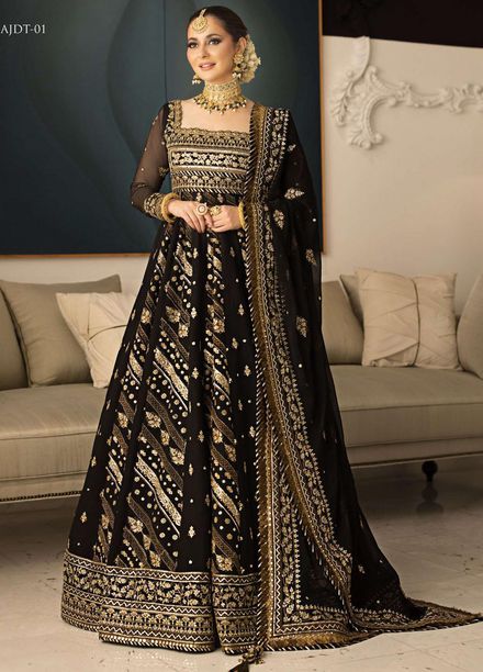 Vasl-e-Yaar By Asim Jofa Embroidered Chiffon Suits Unstitched 3 Piece AJ23VY AJVY-01 - Luxury Festive Collection
