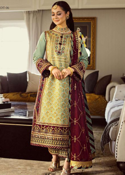 Vasl-e-Yaar By Asim Jofa Embroidered Cotton Silk Suits Unstitched 3 Piece AJ23VY AJVY-06 - Luxury Festive Collection