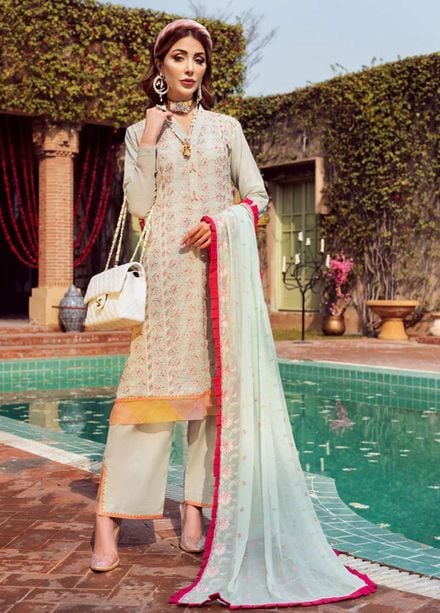 Vintage By LALA Textiles Embroidered Swiss Voile Suits Unstitched 3 Piece LT22V Cloris - Summer Collection