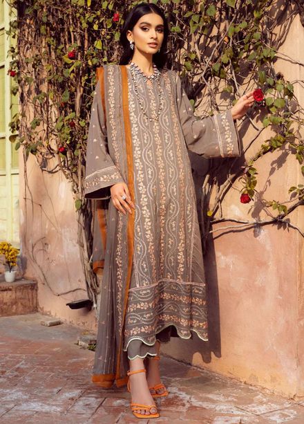 Vintage By LALA Textiles Embroidered Swiss Voile Suits Unstitched 3 Piece LT22V Haze - Summer Collection