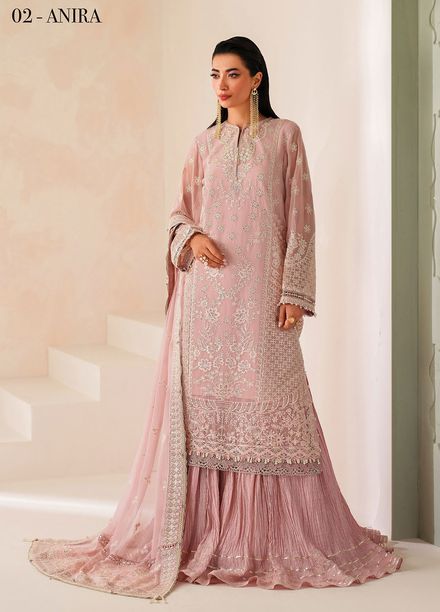 Xenia Embroidered Chiffon Suits Unstitched 3 Piece XE25NU D-02 Anira - Formals Collection