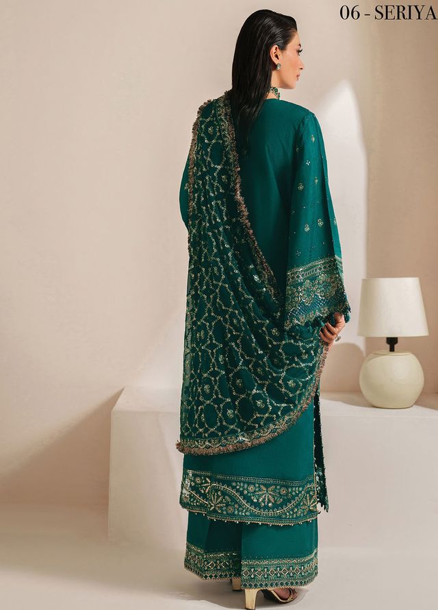 Xenia Embroidered Raw Silk Suits Unstitched 3 Piece XE25NU D-06 Seriya - Formals Collection