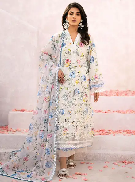 Xenia Formals Chikankari Lawn Suit Unstitched 3 Piece ZE24S 01- Zarifa - Summer Collection