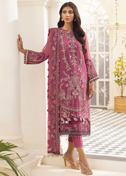 Pareesia By Xenia Formals Embroidered Chiffon Suits Unstitched 3 Piece XE22P 05 Peony - Luxury Collection
