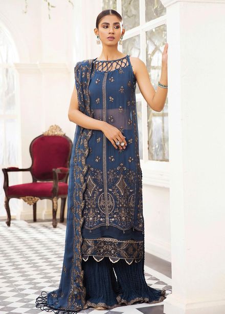 Pareesia By Xenia Formals Embroidered Chiffon Suits Unstitched 3 Piece XE22P 06 Tiffnay - Luxury Collection