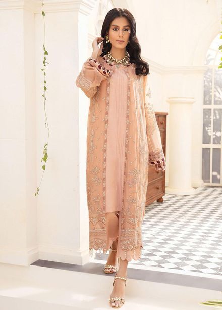 Pareesia By Xenia Formals Embroidered Chiffon Suits Unstitched 3 Piece XE22P 07 Moira - Luxury Collection