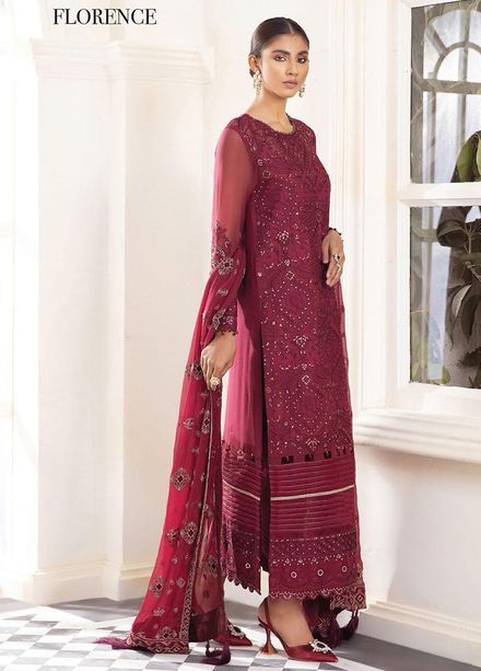 Pareesia By Xenia Formals Embroidered Chiffon Suits Unstitched 3 Piece XE22P 10 Florence - Luxury Collection