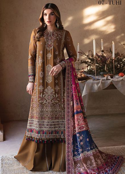 Yesfir By Xenia Formal Embroidered Chiffon Suits Unstitched 3 Piece ZE24Y 7-Tuhi - Luxury Collection