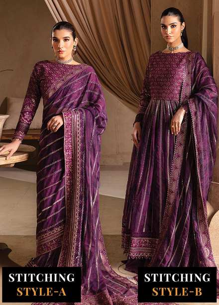 Yesfir By Xenia Formal Embroidered Rawsilk Suits Unstitched 3 Piece ZE24Y 8-Khulat - Luxury Collection