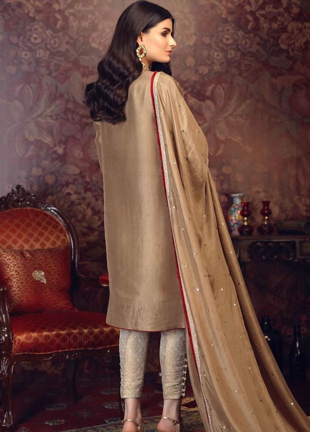 Zaaviay Pret Embroidered Raw Silk 3 Piece Suit Pareesa