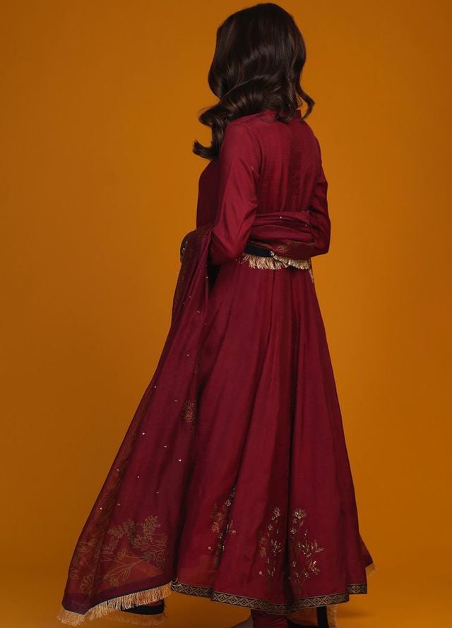 Zaaviay Pret Embroidered Raw Silk 3 Piece Suit Heer