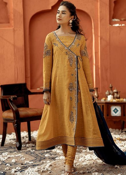 Zaaviay Pret Embroidered Raw Silk 3 Piece Suit Soorajmukhi