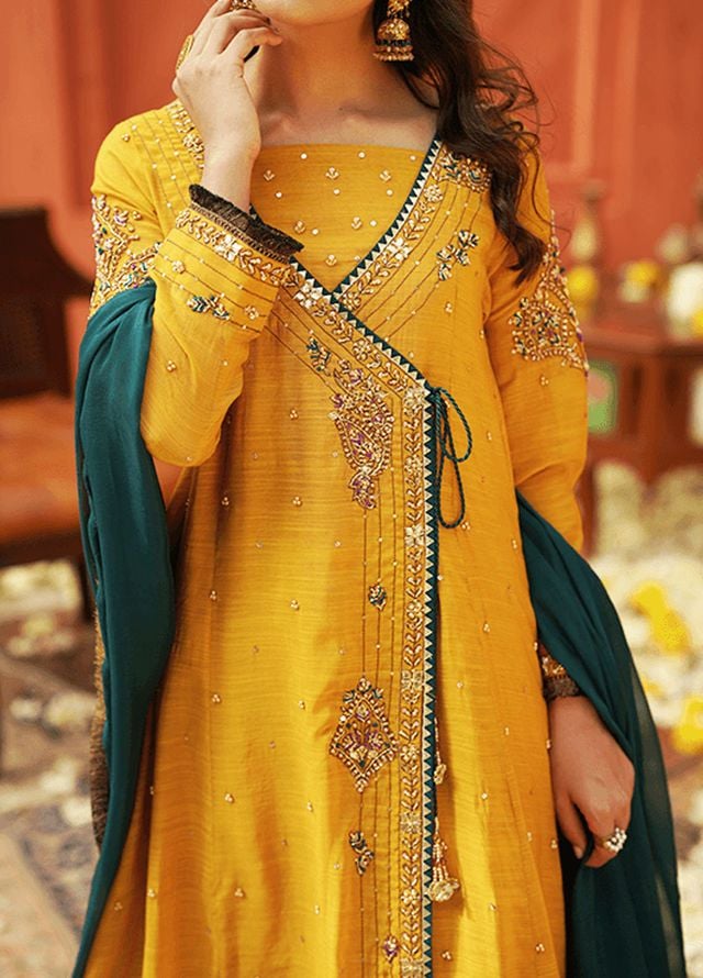 Zaaviay Pret Embroidered Raw Silk 3 Piece Suit Soorajmukhi