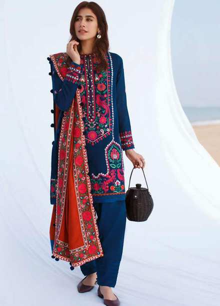 Sahel By Zaha Embroidered Khaddar Suits Unstitched 3 Piece ZKS21S ZW2-21-04 ZANKAI - Winter Collection