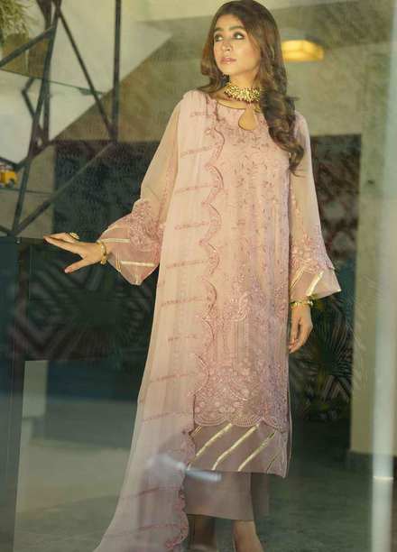 Fascino Embroidered Chiffon Suits Unstitched 3 Piece FN21Z Cardinal Red - Luxury Collection