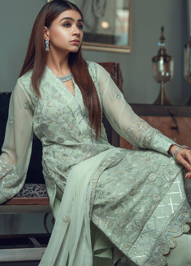 Fascino Embroidered Chiffon Suits Unstitched 3 Piece FN21Z Verte - Luxury Collection