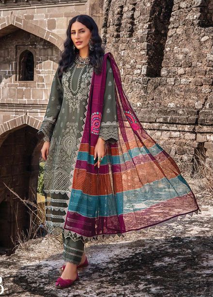 Zainab Chottani Embroidered Chikankari Suits Unstitched 3 Piece ZC22CK Vasl 2B - Luxury Collection