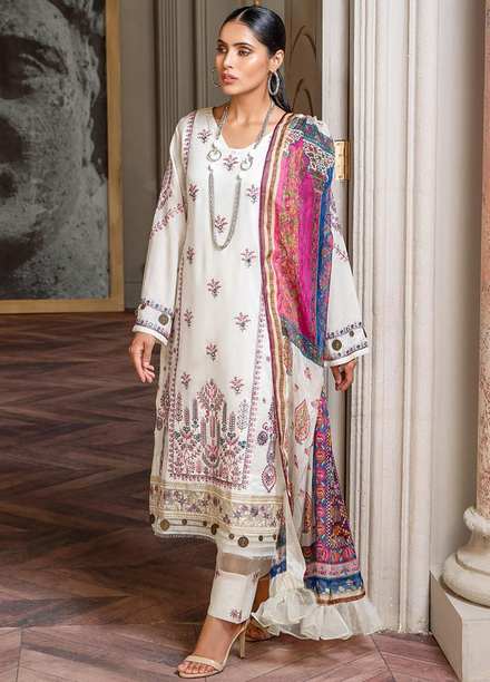 Zar-e-Gul By Zara Ali Embroidered Lawn Suits Unstitched 3 Piece ZRA22ZG ZA 1-A - Festive Collection