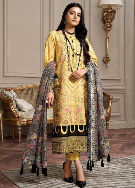 Zar-e-Gul By Zara Ali Embroidered Lawn Suits Unstitched 3 Piece ZRA22ZG ZA 3-A - Festive Collection