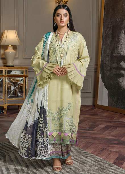 Zar-e-Gul By Zara Ali Embroidered Lawn Suits Unstitched 3 Piece ZRA22ZG ZA 9-A - Festive Collection