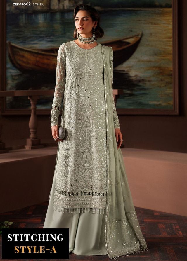 Zarif Embroidered Chiffon Suits Unstitched 3 Piece ZAF25PC Prc-02 Ethel - Formals Collection