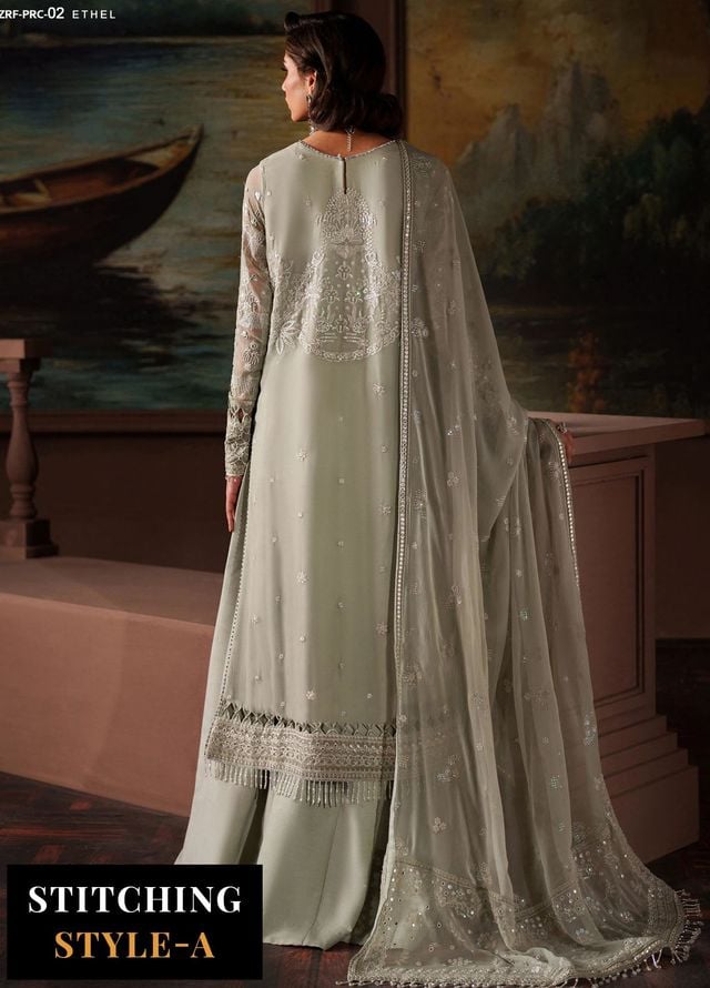 Zarif Embroidered Chiffon Suits Unstitched 3 Piece ZAF25PC Prc-02 Ethel - Formals Collection