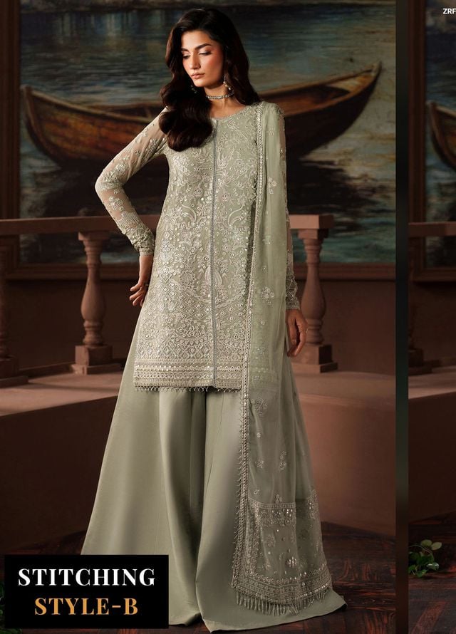 Zarif Embroidered Chiffon Suits Unstitched 3 Piece ZAF25PC Prc-02 Ethel - Formals Collection