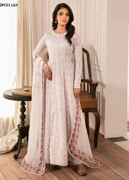 Zarif Printed Cambric Suits Unstitched 3 Piece ZF24PC ZPC 01 Lily - Spring Collection