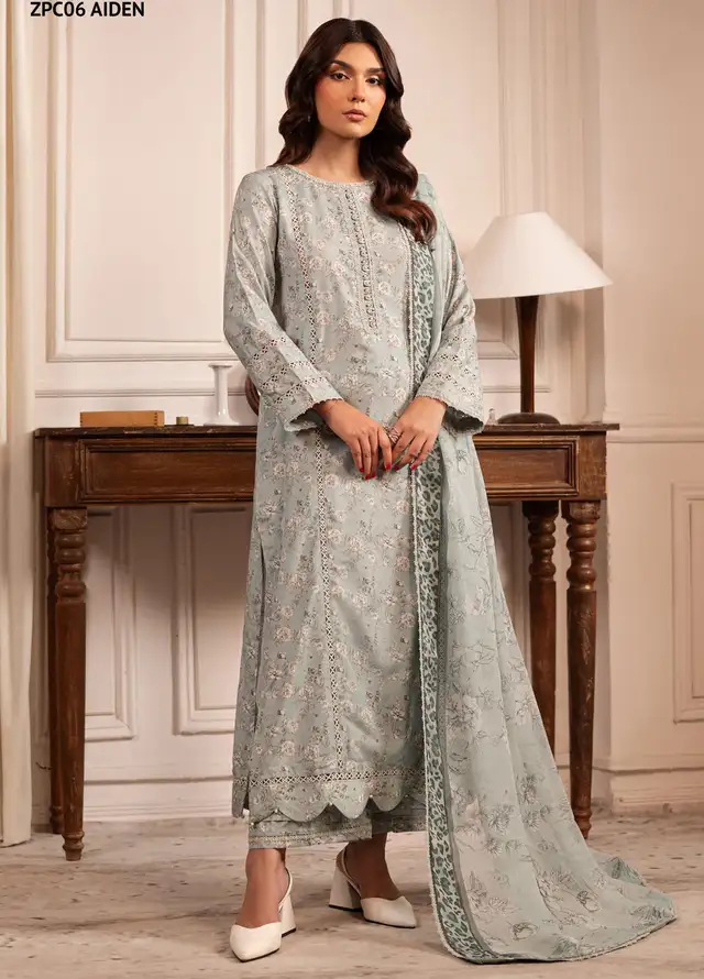 Zarif Printed Cambric Suits Unstitched 3 Piece ZF24PC ZPC 06 Aiden - Spring Collection