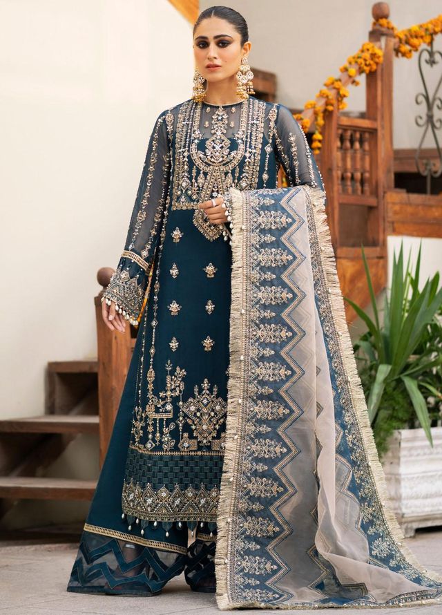 Zarin By Eleshia Embroidered Chiffon Suits Unstitched 3 Piece ELS23ZN D-06 Mayura - Wedding Collection