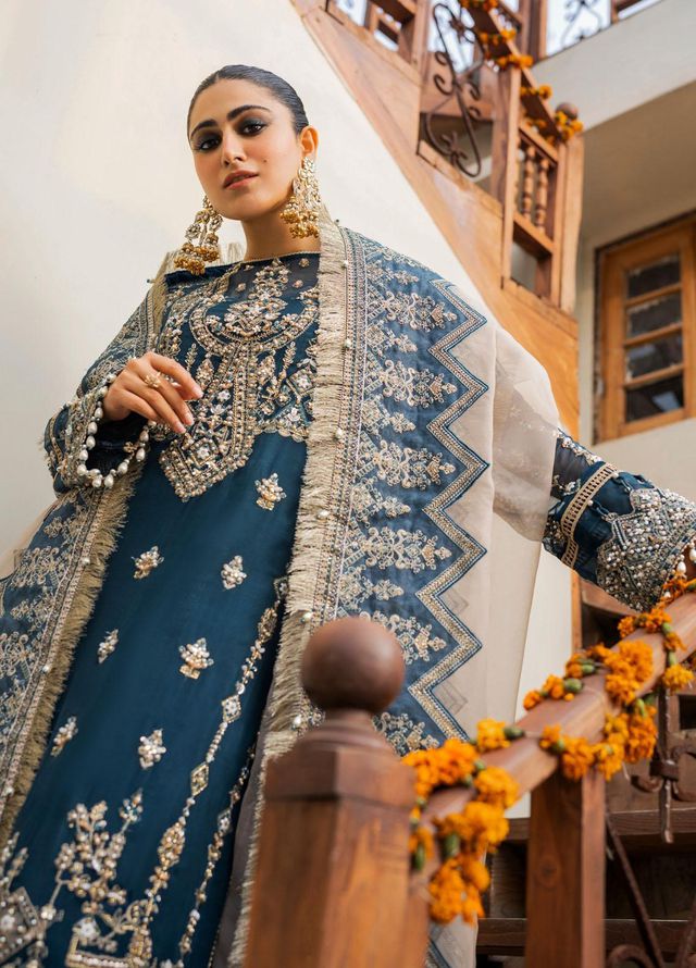 Zarin By Eleshia Embroidered Chiffon Suits Unstitched 3 Piece ELS23ZN D-06 Mayura - Wedding Collection