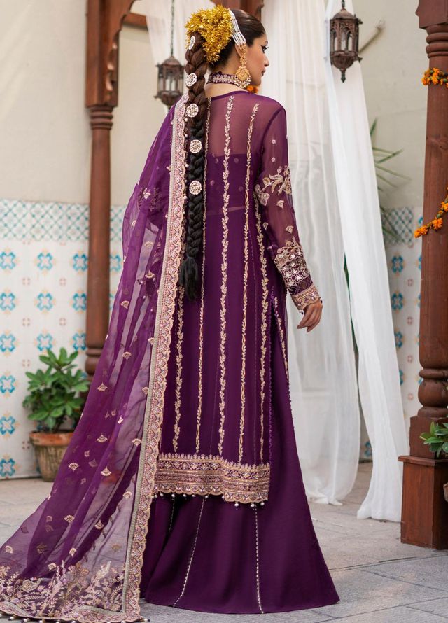 Zarin By Eleshia Embroidered Chiffon Suits Unstitched 3 Piece ELS23ZN D-07 Madea - Wedding Collection