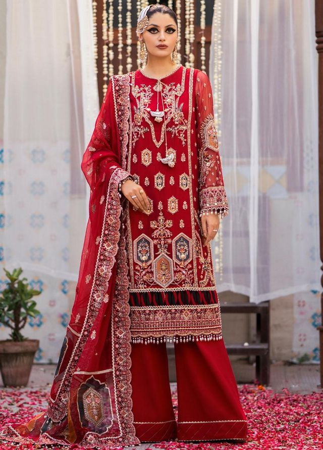 Zarin By Eleshia Embroidered Chiffon Suits Unstitched 3 Piece ELS23ZN D-08 Narina - Wedding Collection