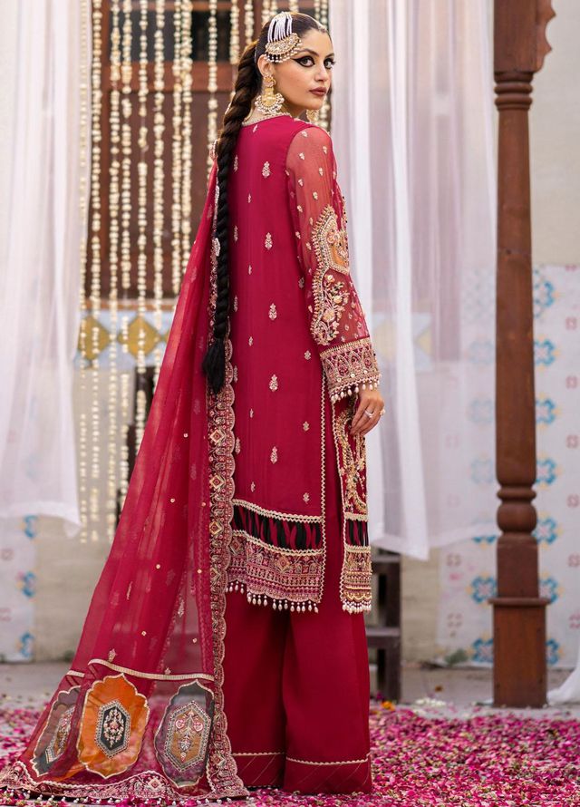 Zarin By Eleshia Embroidered Chiffon Suits Unstitched 3 Piece ELS23ZN D-08 Narina - Wedding Collection