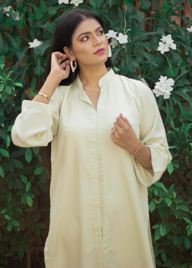 Zauk Pret Casual Georgette 2 Piece Suit Lemon Yellow
