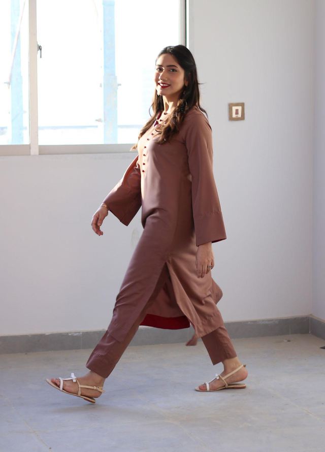Zauk Casual Pret  Georgette 2 Piece Dress ZK23CW Rust two piece