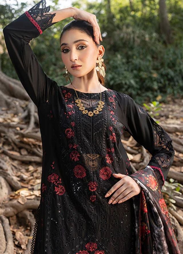 Zuri Pret Embroidered Lawn 3 Piece Suit Najmeh UN-105 Black