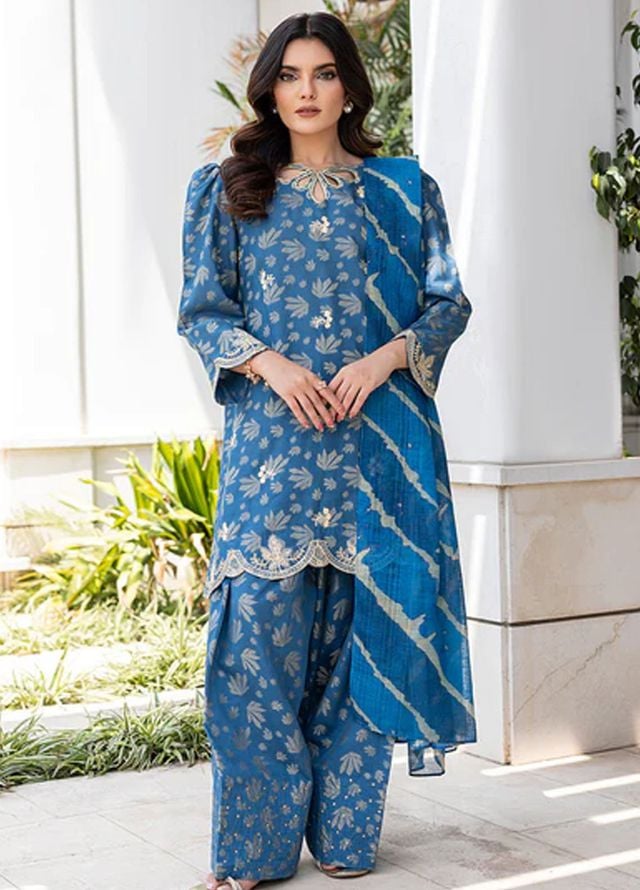 Zuri Pret Embroidered Lawn 3 Piece Suit Nayeli ZP-19 Blue