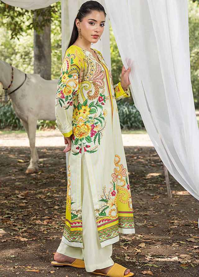 Zuri Pret Printed Lawn 2 Piece Suit Naira ZS-41 Chartreuse
